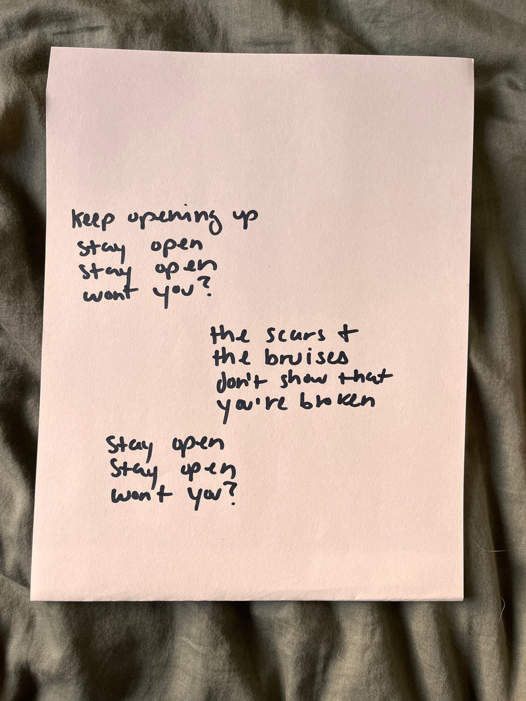 Hand Written Lyric Sheets by Desirée Dawson