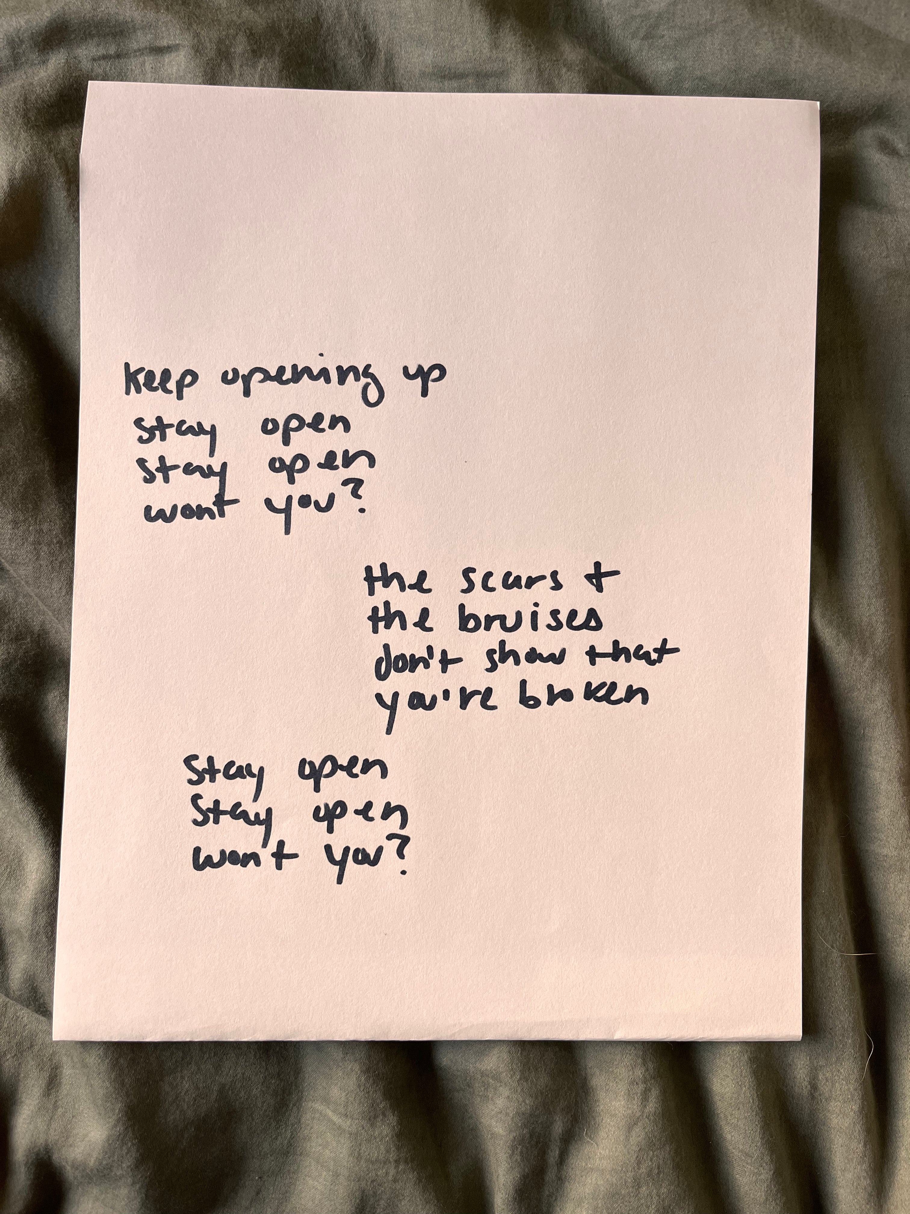 Hand Written Lyric Sheets by Desirée Dawson